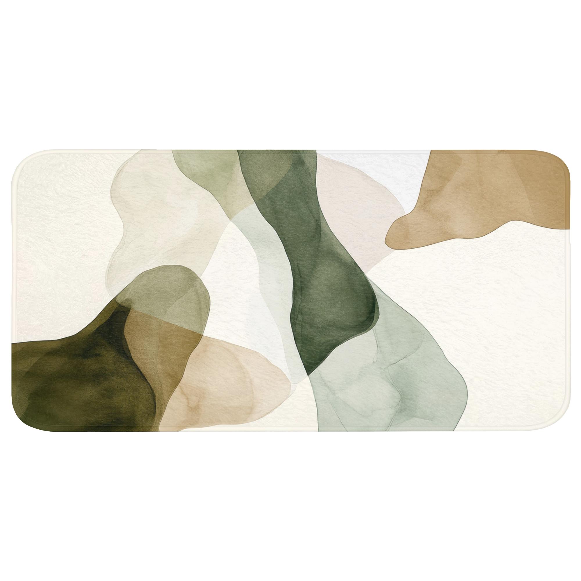 BADEMATTE Japandi - Abstrakt - Grün Badezimmerteppich 120x60 cm - Grün, Textil (120/60cm) - OnlyWow