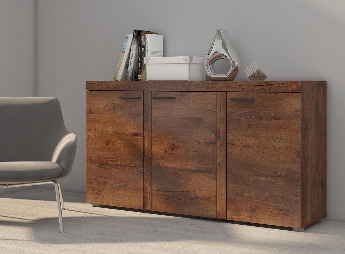 SIDEBOARD RITMO 149x40x82 cm mit 3 Türen Braun - Braun, Holzwerkstoff (149/82/40cm) - MASSENO