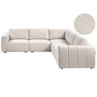 ECKSOFA Modul 5-Sitzer Bouclé Cremeweiß linksseitig Kivvik - Creme, Textil (287/100cm) - Beliani