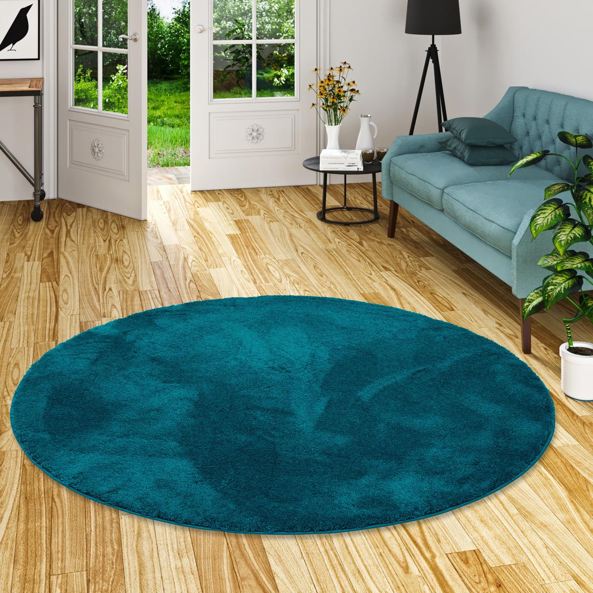 HOCHFLOR SUPER SOFT TEPPICH SILKY RUND - Petrol, Textil (200/200cm) - Pergamon