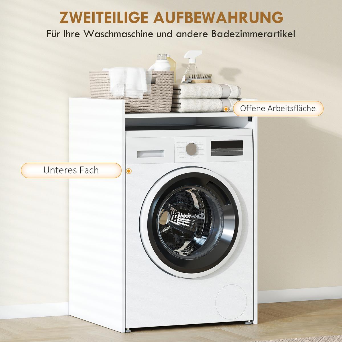WASCHMASCHINENSCHRANK MDF Weiß - Weiß, Holzwerkstoff (60/97.5/64cm) - HOMCOM