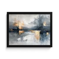 POSTER MIT RAHMENGERAHMTES BILD Kunst - Grau - Gold - Abstrakt 40x30 cm - Dunkelgrau, Papier (40/30cm) - MuchoWow