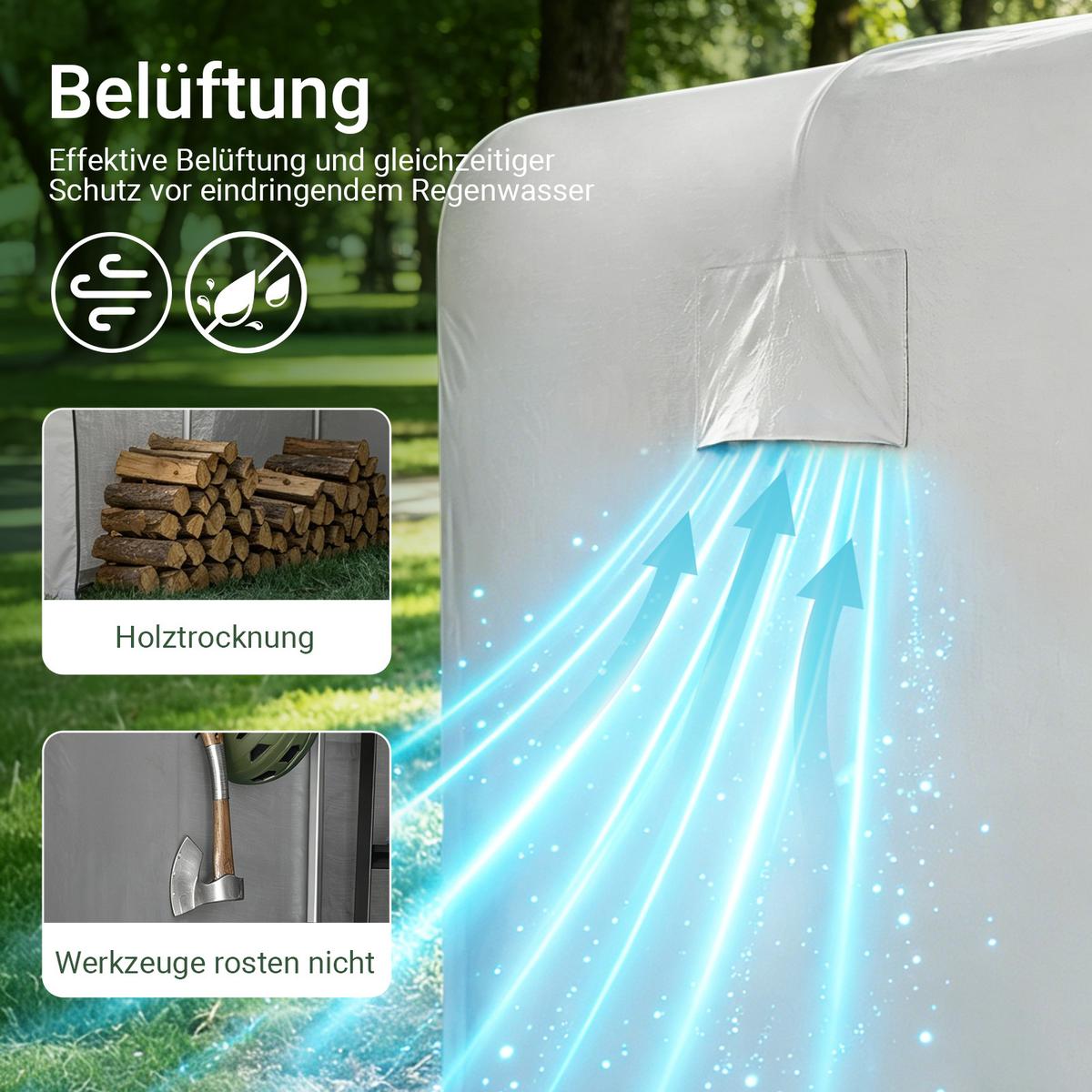 FAHRRADGARAGE Wetterfest für 2-4 Fahrräder, 159x165x219 cm - Silberfarben, Kunststoff (159/165/219cm) - SoBuy