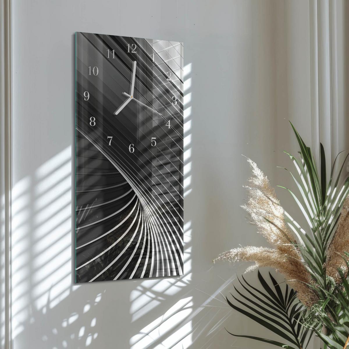 WANDUHR aus Glas 30x60 cm - Abstraktion - Schwarz, Glas (30/60/0.4cm) - TULUP