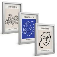 BILDER SET 3er Set - 20x30 cm Silberner Rahmen - Matisses moderne Plakate - Silberfarben, Kunststoff (20/30cm) - TULUP