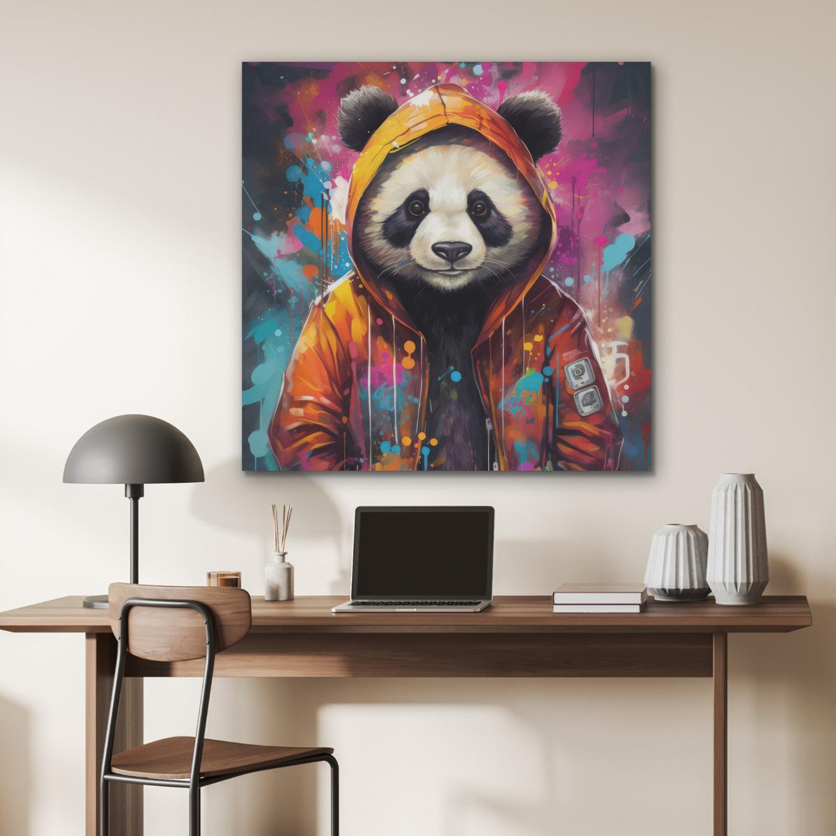 AKUSTIKBILD Panda - Jacke - Graffiti - Orange Akustikpaneele 90x90 cm - Orange, Kunststoff (90/90/0.9cm) - MuchoWow