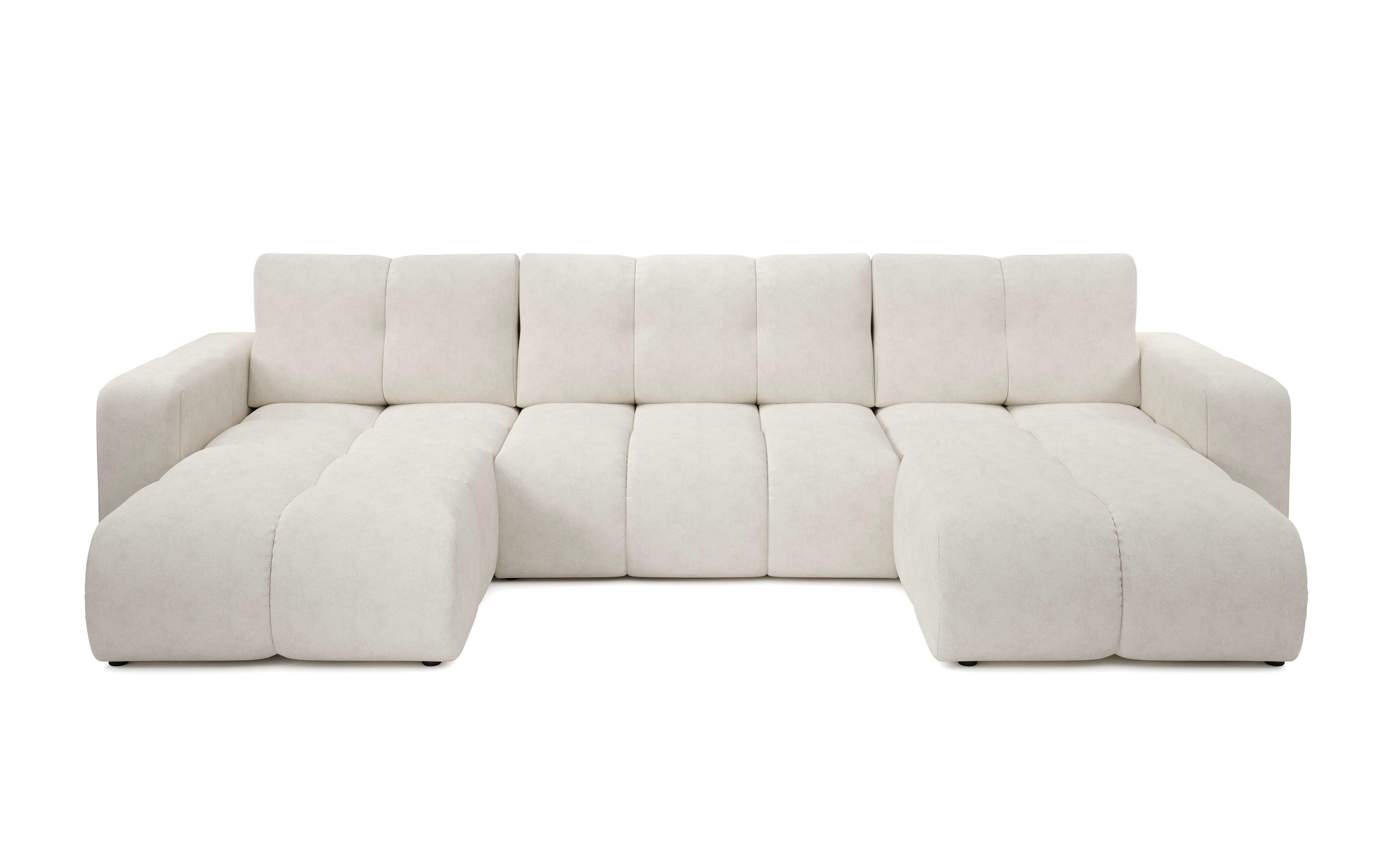 WOHNLANDSCHAFT DUCA U Beige Jersey mit Schlaffunktion - Beige, Holz (359/88/177cm) - MASSENO