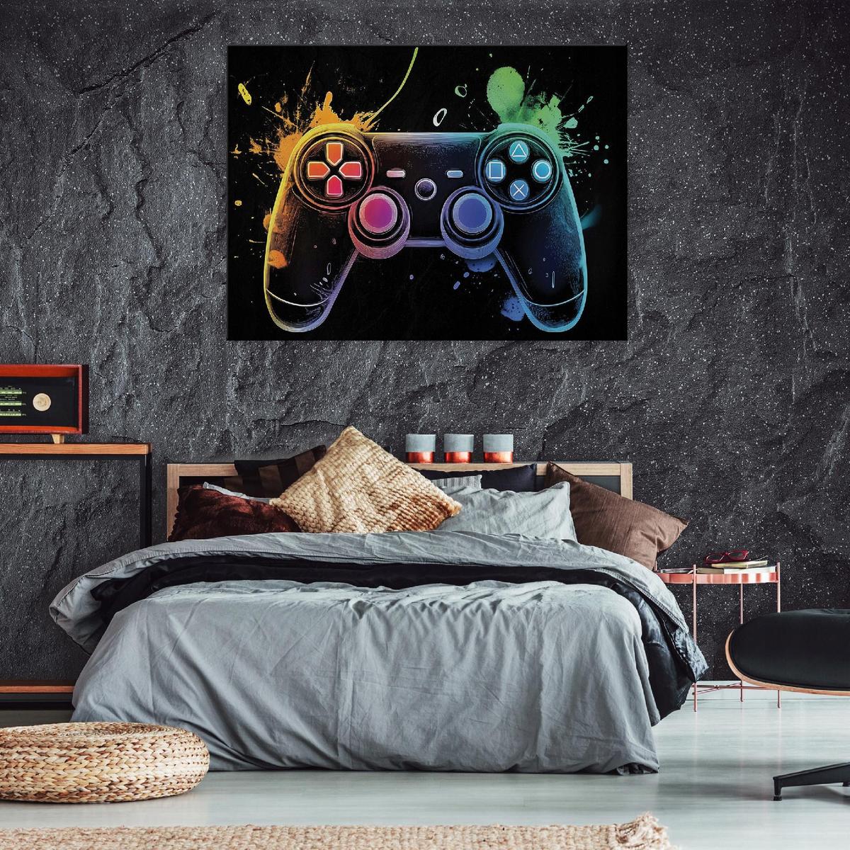 LEINWANDBILD Jungen Unterlage Schwarz 120x80 cm - Multicolor, Holzwerkstoff (120/80cm) - Wallarena