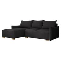 ECKSCHLAFSOFA Focus L - Schwarz/Naturfarben, Holz/Textil (240/155cm) - MIRJAN24