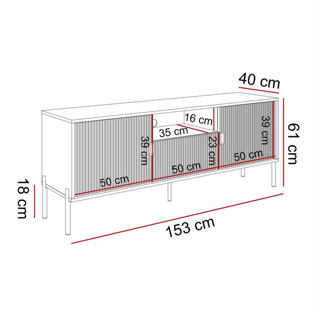 TV Rack DALIA 155 cm - Kaschmir/Goldfarben, Holzwerkstoff (155/58/40cm) - Lookway