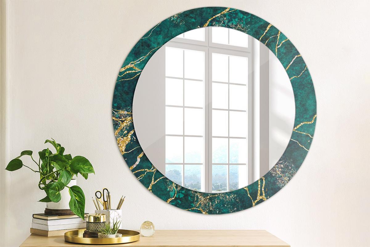 SPIEGEL Ø70 cm Rund mit Aufdruck - Türkis, Glas (70/70/0.4cm) - TULUP