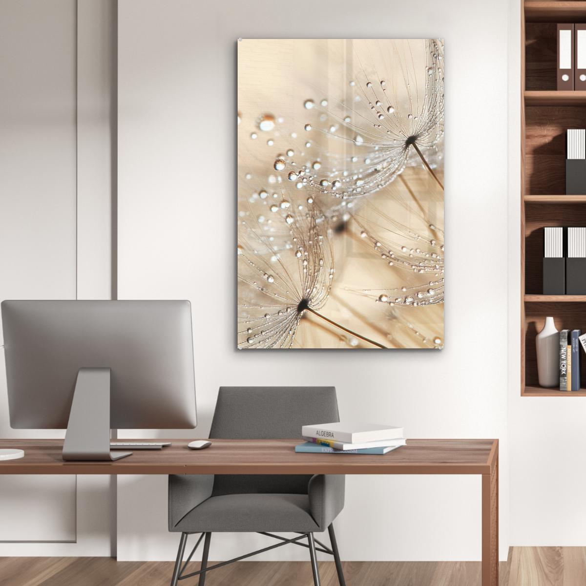 ACRYLGLASBILD Löwenzahn - Abstrakt - Natur - Beige 80x120 cm - Braun, Glas (80/120cm) - MuchoWow