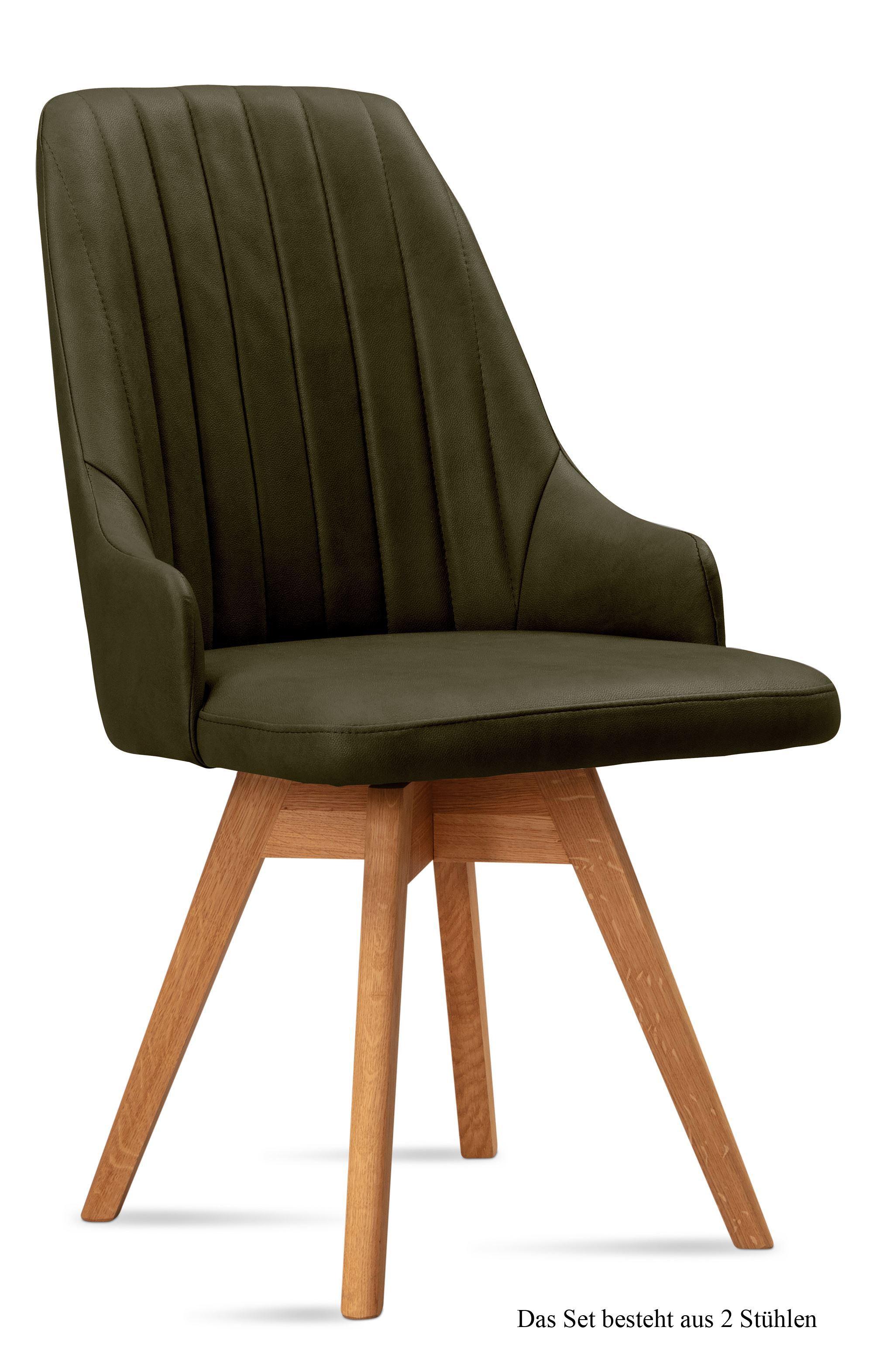 ESSZIMMERSTUHL drehbar (2er-Set) Dotti 52x91x60 Eiche geölt/Khaki - Dunkelgrün/Eichefarben, Kunststoff (60/91/52cm) - 58aufmkessel