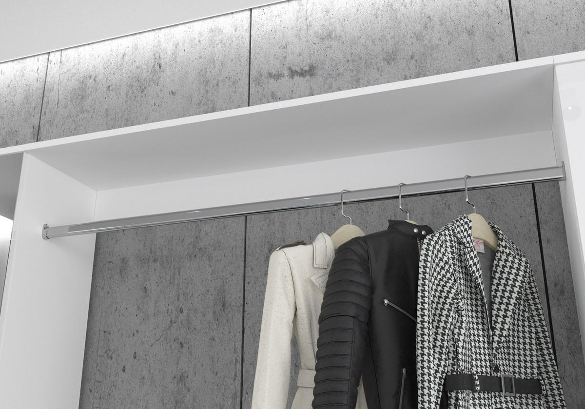 GARDEROBENSCHRANK weiß Hochglanz 212 cm, 21 Fächer, Schuhschrank - Chromfarben/Weiß Hochglanz, Holzwerkstoff/Metall (212/193/34cm) - Inn.Furn