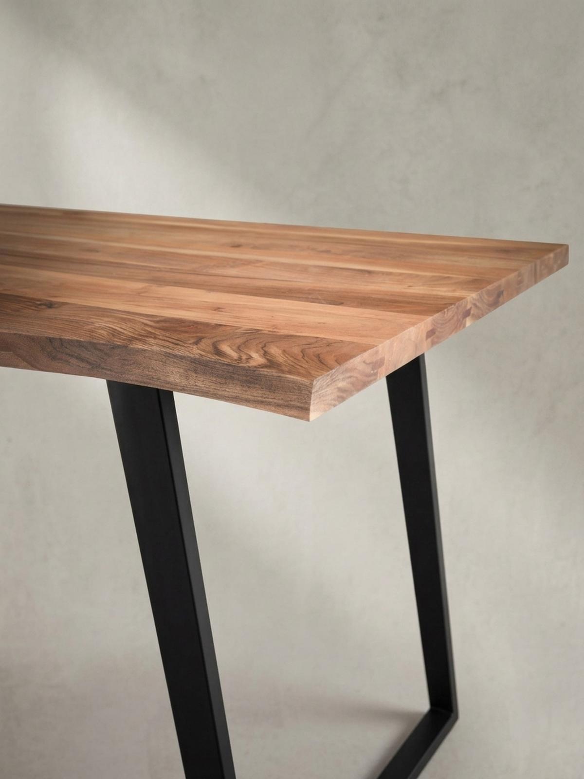 ESSTISCH Massivholz Baumkante Metall U-Gestell Handgefertigt ATOLL, Goldbraun-Schwarz 180x90x76 cm - Schwarz/Braun, Holz/Metall (90/180/76cm) - KADIMA DESIGN