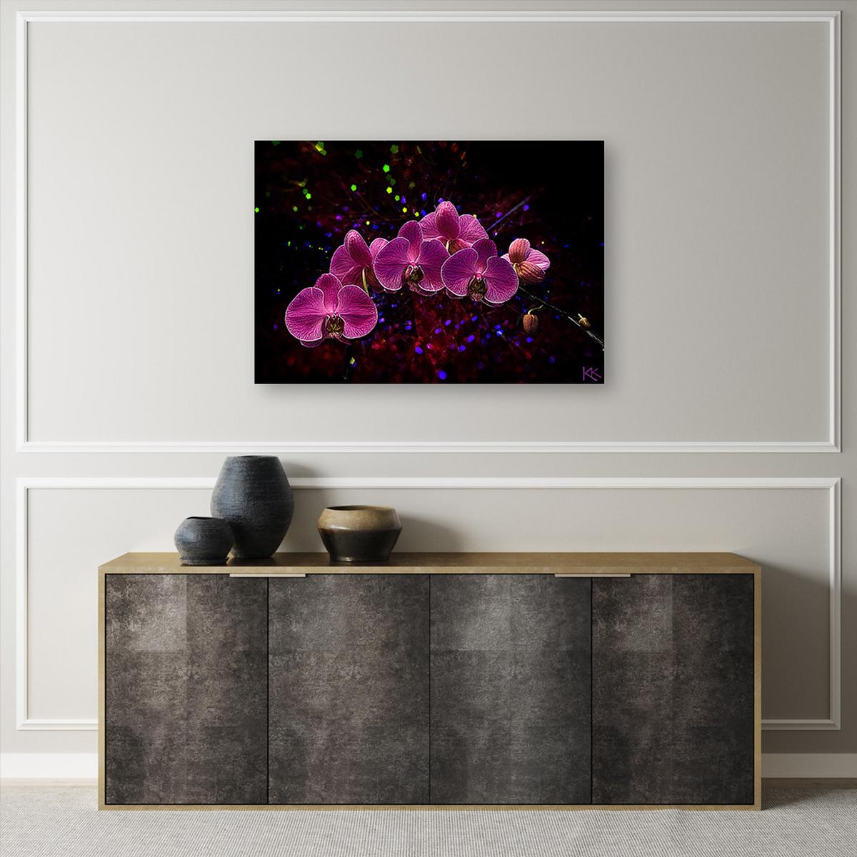 WANDBILD orchidee rosa blumen spa - Lila, Textil (60/40cm) - Feeby