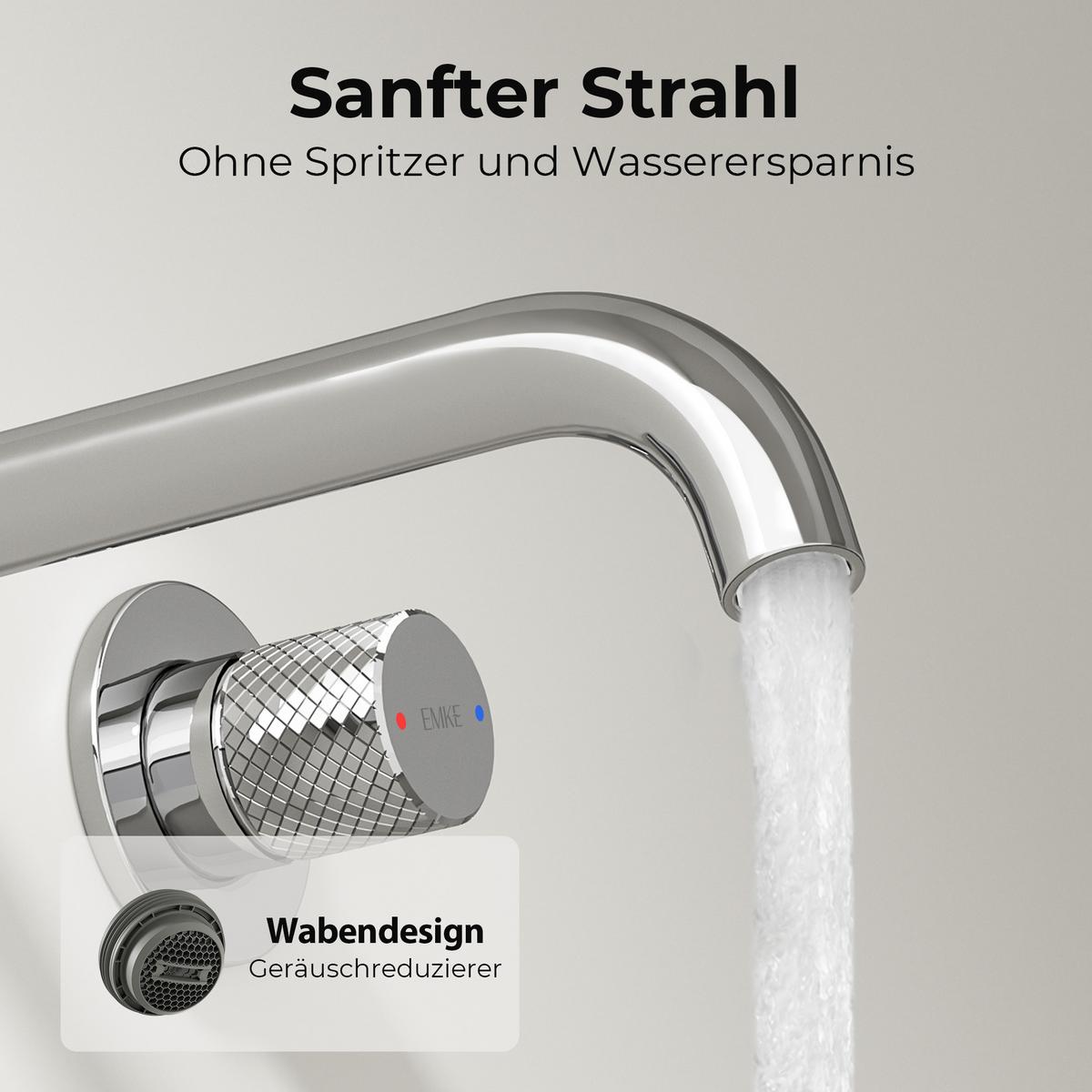 WASCHTISCHARMATUR Unterputz Chrom 28,1/14/6,5 cm - Chromfarben, Metall (14/28.1/6.5cm) - EMKE