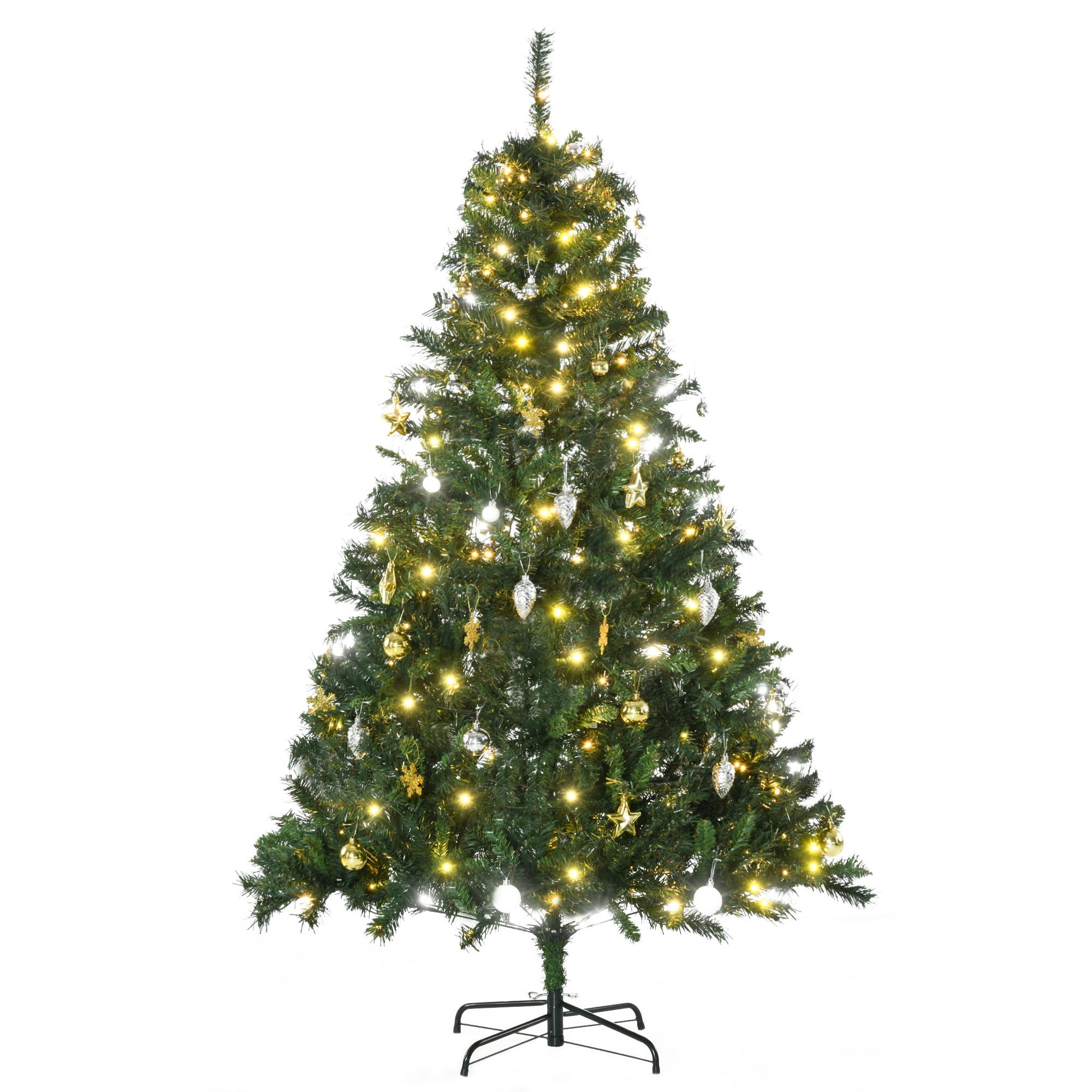 WEIHNACHTSBAUM Tannenbaum Christbaum LED Lichtfaser Baum Stern - Grün, Kunststoff/Metall (180cm) - HOMCOM