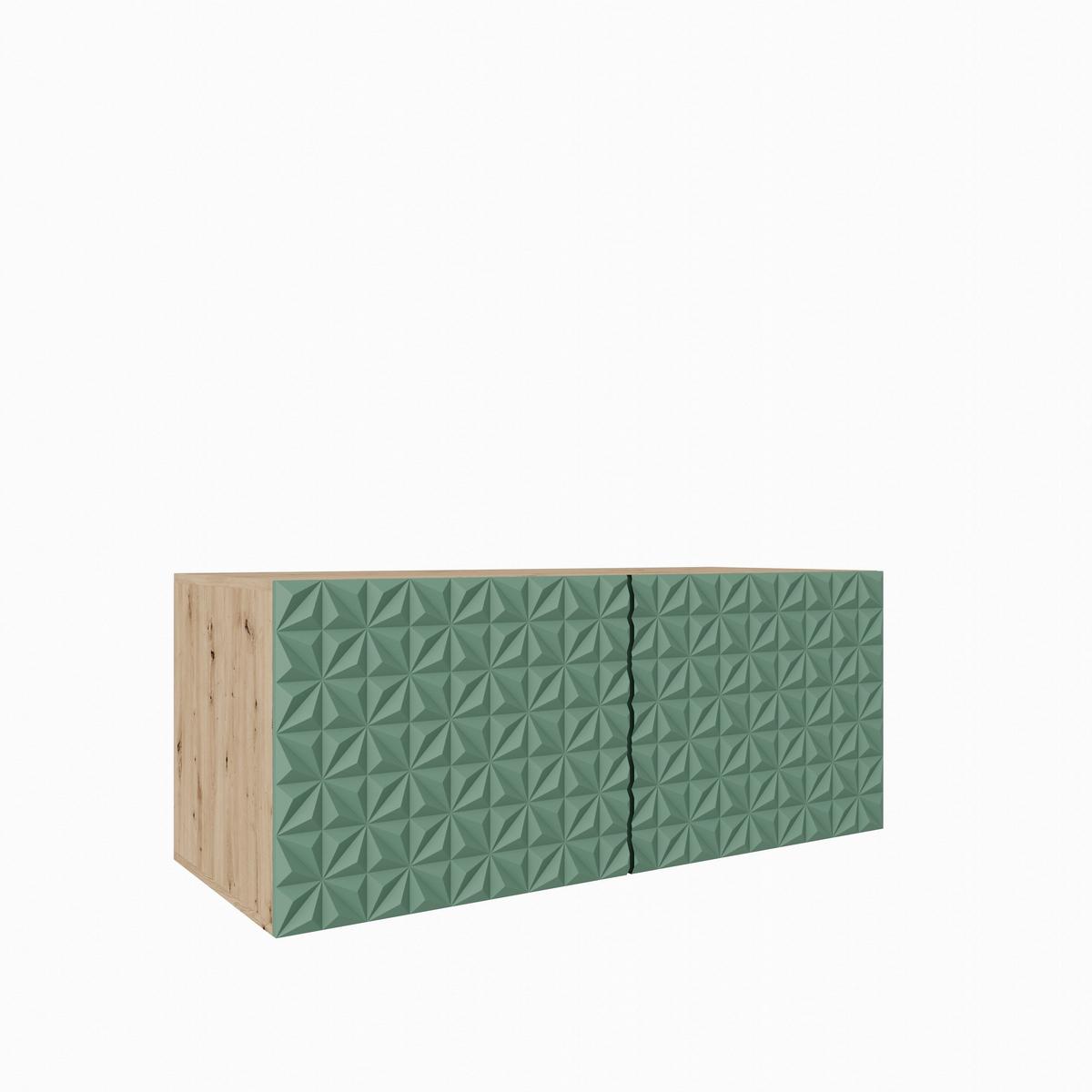 LOWBOARD ROVA 100/41/40 cm, Hängender TV-Schrank Eiche Artisan / Grün - Eiche Artisan/Grün, Holzwerkstoff (100/41/40cm) - MASSENO
