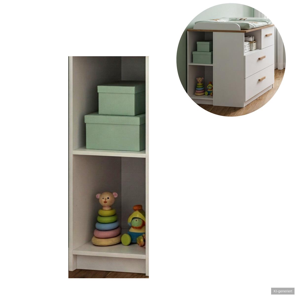 WICKELKOMMODEN-UNTERSCHRANK B34/H83/T38 cm, passend zum Babyzimmer Weiß & Eiche Dekor (22811,22812,22813) / 22814-03 - Weiß, Holzwerkstoff (34/83/38cm) - luma-home