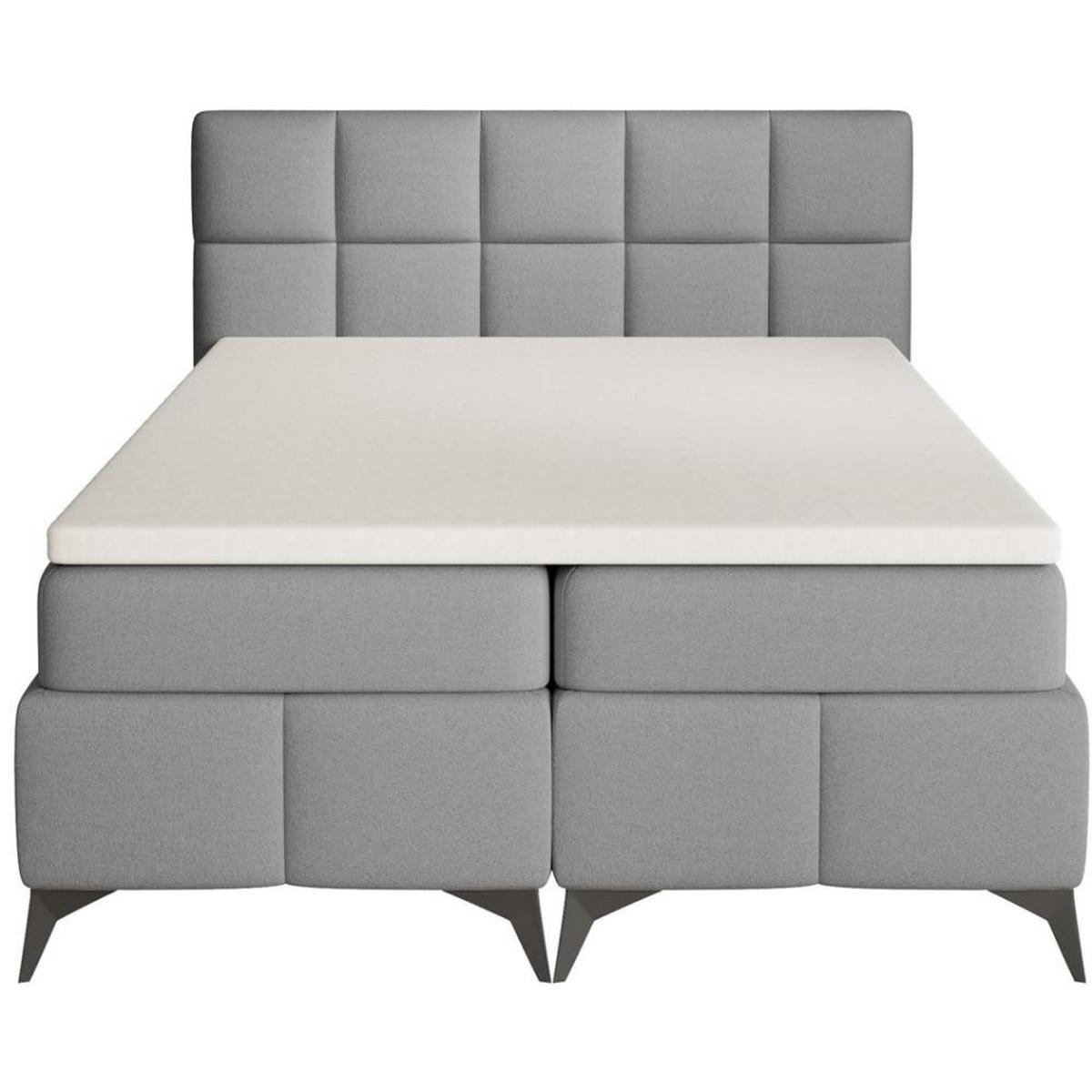 BOXBETT Solido mit Bettkasten 140x200 cm grau - Schwarz/Grau, Textil/Metall (140/200cm) - Beautysofa