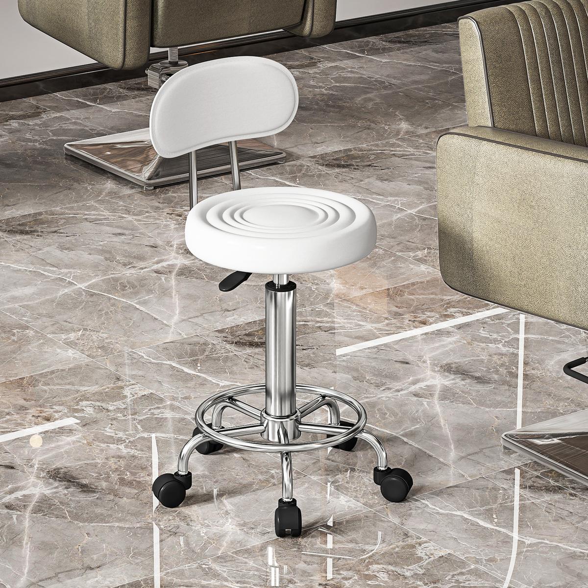 ROLLHOCKER Polyester Stahl Weiß - Silberfarben/Weiß, Kunststoff/Metall (32/86/40cm) - HOMCOM