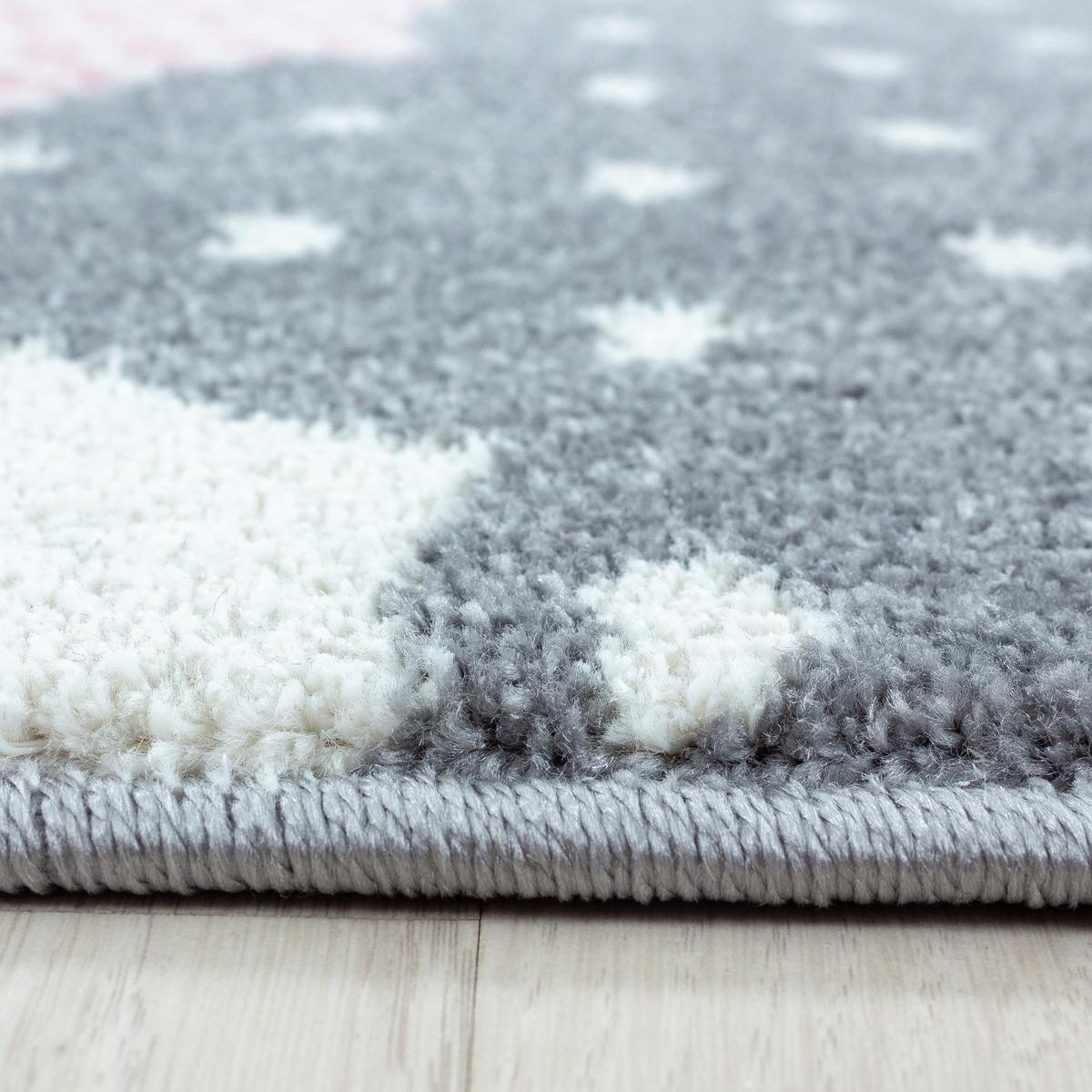 KINDERTEPPICH COGNE, mit Wolken-Motiv, Rosa, Ø 120 cm - Rosa, Textil (120/120cm) - KADIMA DESIGN