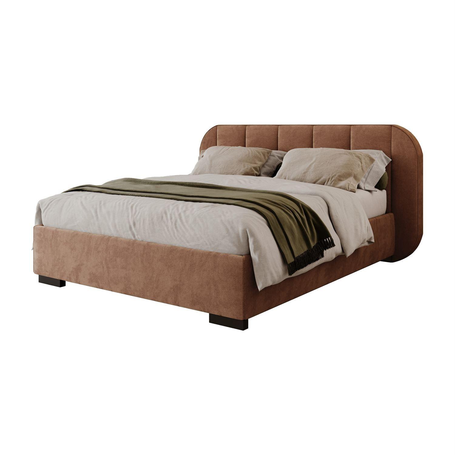 BETT AMARA 160x200 gepolstert mit Stauraum und Lattenrost, Royal Velvet 198 - Braun, Textil (160/200cm) - Lookway