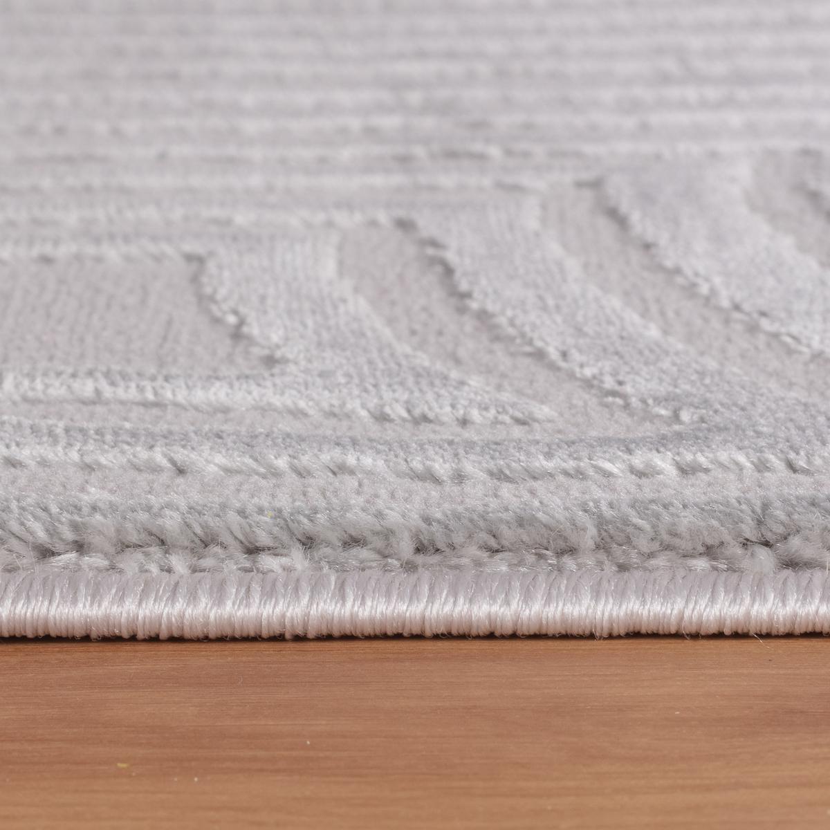 TEPPICH Kurzflor ILLER in Silber, mit 3D-Design, Florhöhe 12 mm, 140 x 200 cm - Silberfarben, Textil (200/140cm) - KADIMA DESIGN