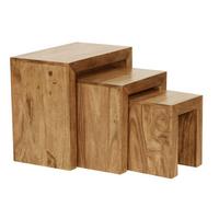 BEISTELLTISCH 3er Set Massivholz Landhausstil Natur MUMBAI, Akazie 30x45x50 cm - Akaziefarben, Holz (45/30/50cm) - KADIMA DESIGN