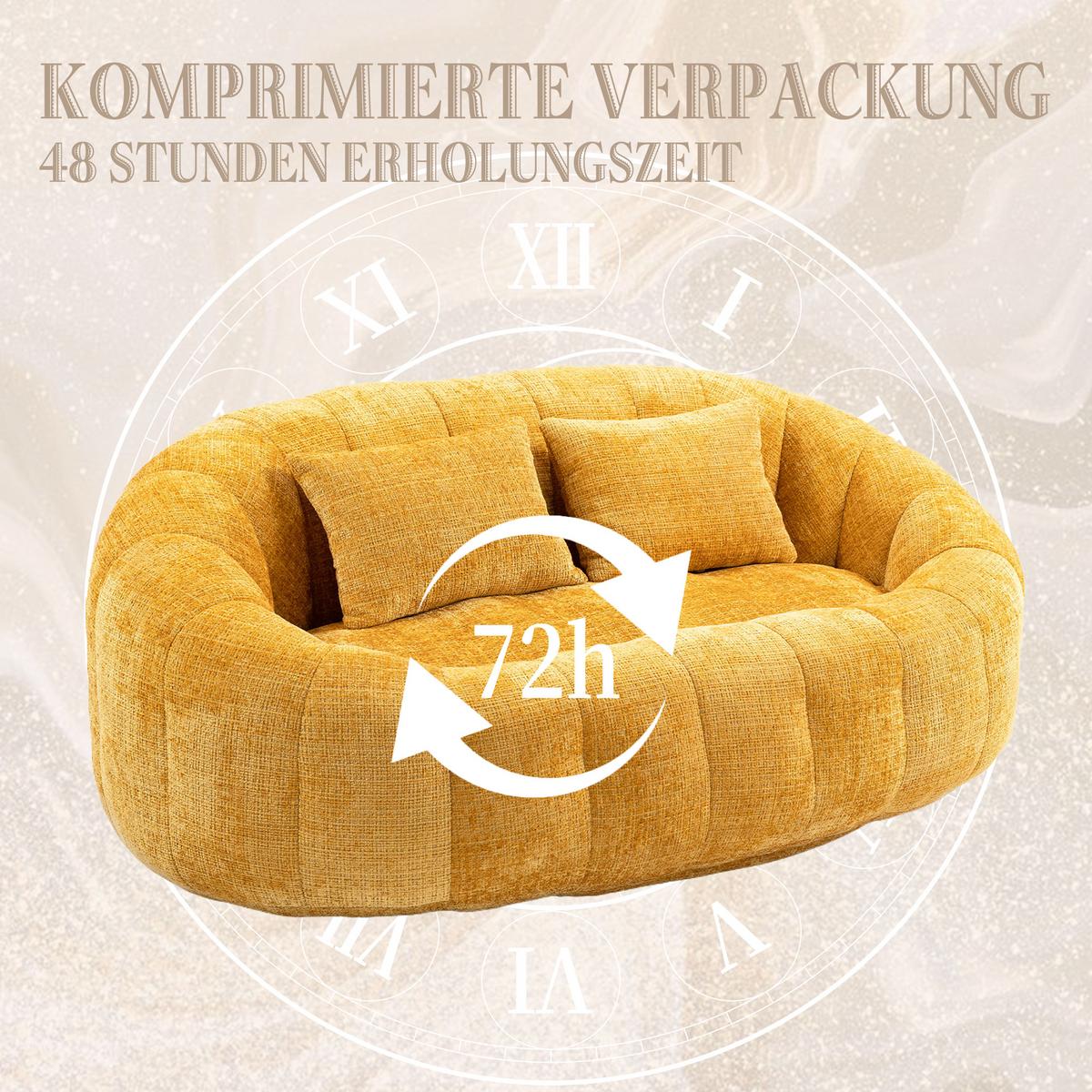 BEAN BAG SOFA– Komfortabler Lazy Lounger mit hochdichtem Memory - Gelb, Textil (150/63/95cm) - Urban Meuble