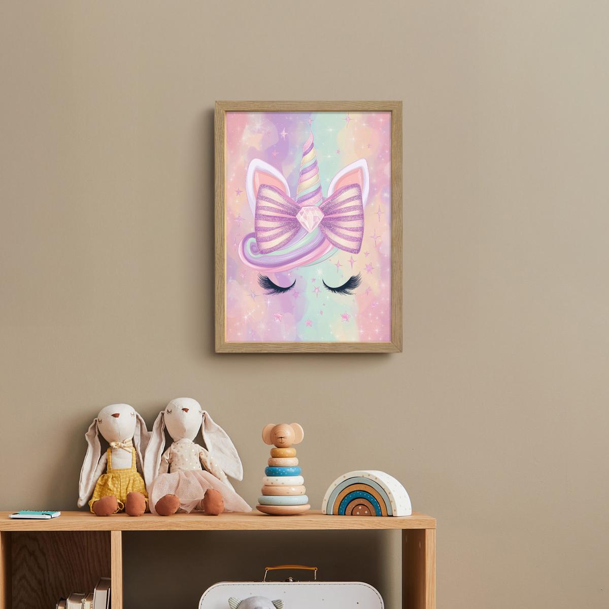 NACHTTISCHLAMPE MIT AKKU Einhorn - Glitzer - Regenbogen - Pastell 30x40 cm - Hellrosa, Holzwerkstoff (8/30/40cm) - OnlyWow