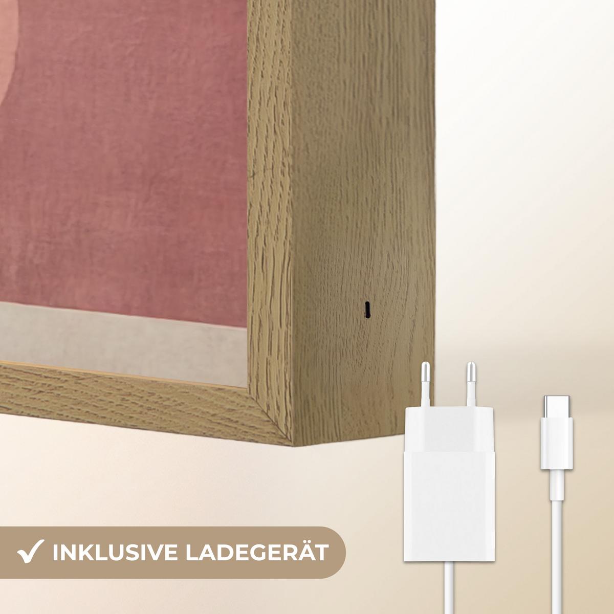 WANDLEUCHTE MIT AKKU Figuren - Abstrakt - Rosa 90x60 cm - Altrosa, Holzwerkstoff (90/60/8cm) - OnlyWow