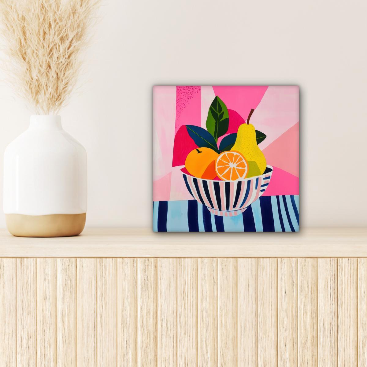LEINWANDBILD Obst - Abstrakter Hintergrund - Rosa Deko Wohnzimmer 20x20 cm - Pink, Textil (20/20cm) - MuchoWow