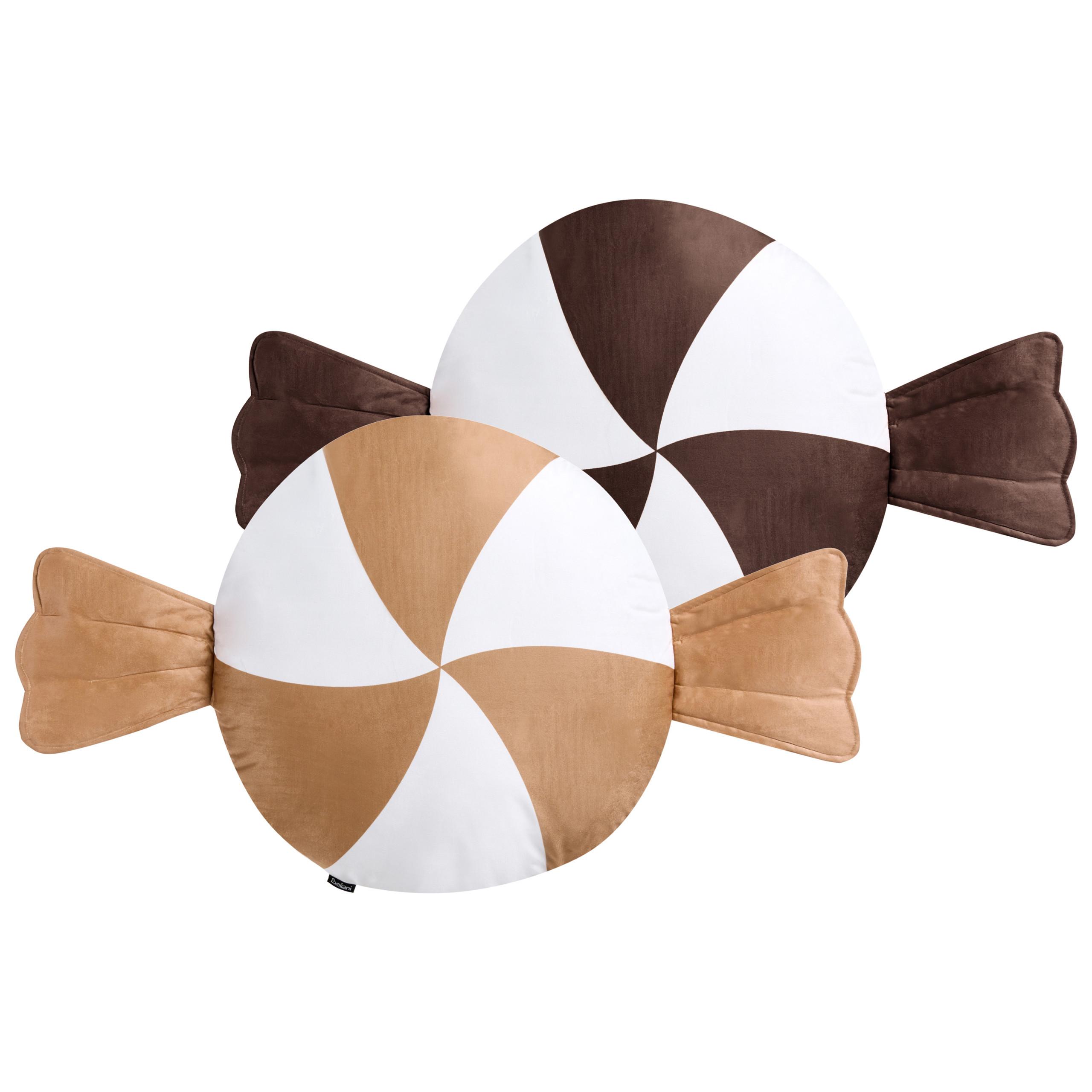 DEKOKISSEN 2er-Set Dunkelbraun 60/60 cm Whirl Candy - Dunkelbraun/Weiß, Textil (60/60cm) - Beliani