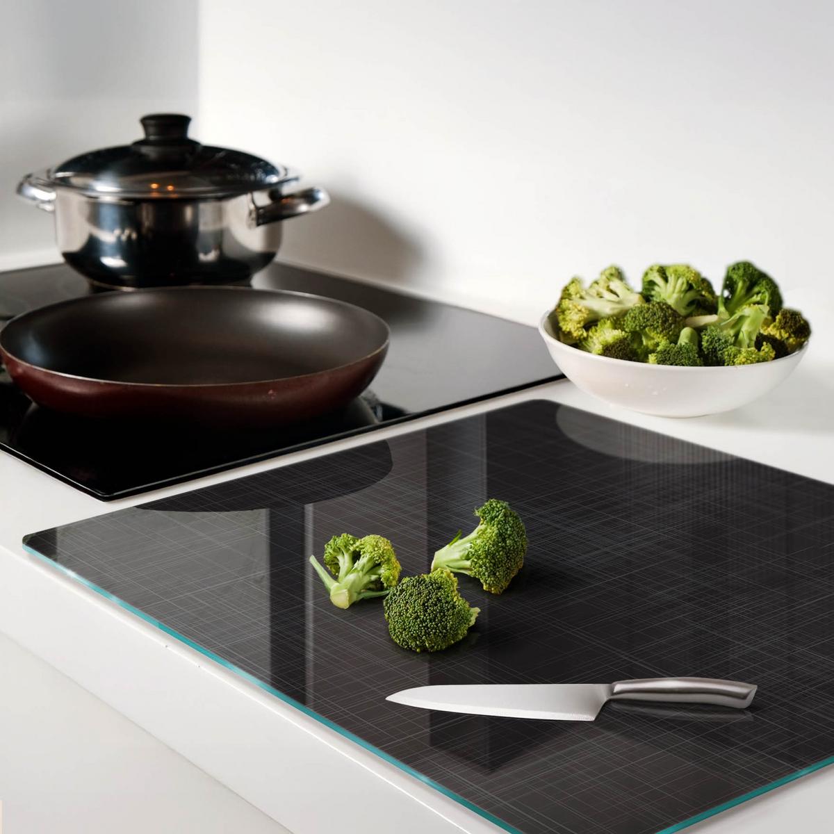 GLASPLATTE 60x52 cm Leinenstruktur - Schwarz, Glas (60/0.4/52cm) - TULUP