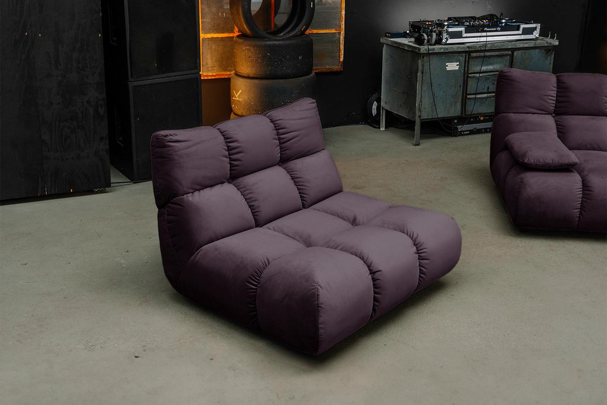 DREHSESSEL VIVIEN Violett Velvet Drehbar (360°) - Violett/Schwarz, Kunststoff/Textil (112/85/108cm) - KAWOLA