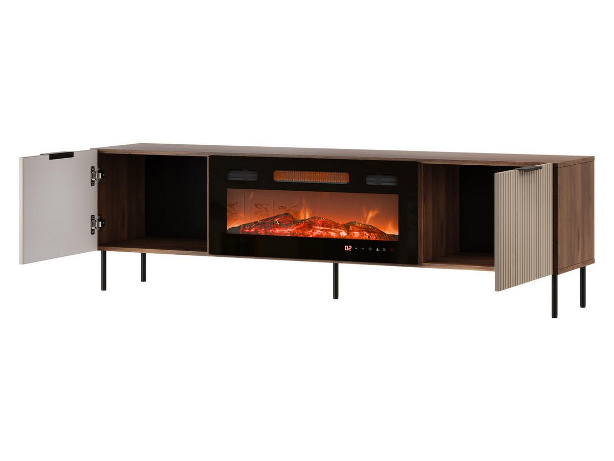 TV-LOWBOARD Almera 06 mit Kamin - Kaschmir/Nussbaumfarben, Holzwerkstoff/Metall (181/53/42cm) - MIRJAN24