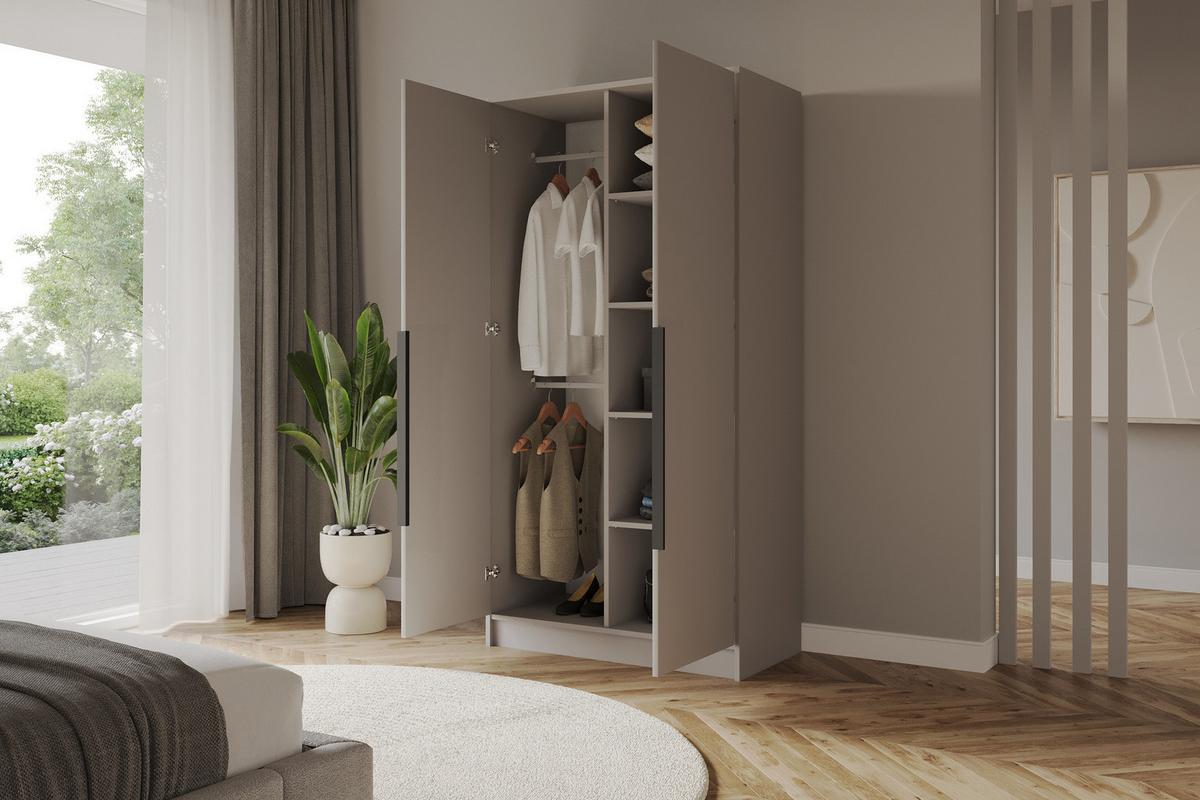 KLEIDERSCHRANK - LESE - 102 - Kaschmir - Kaschmir/Schwarz, Holzwerkstoff (102/200/51cm) - ALTDECOR