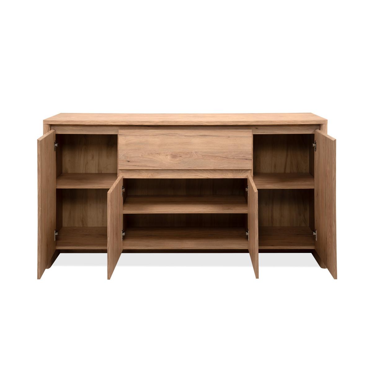 SIDEBOARD 4 Türen 1 Schublade Holzoptik 40/86/165 cm - Eschefarben, Holzwerkstoff (40/86/48cm) - Calicosy