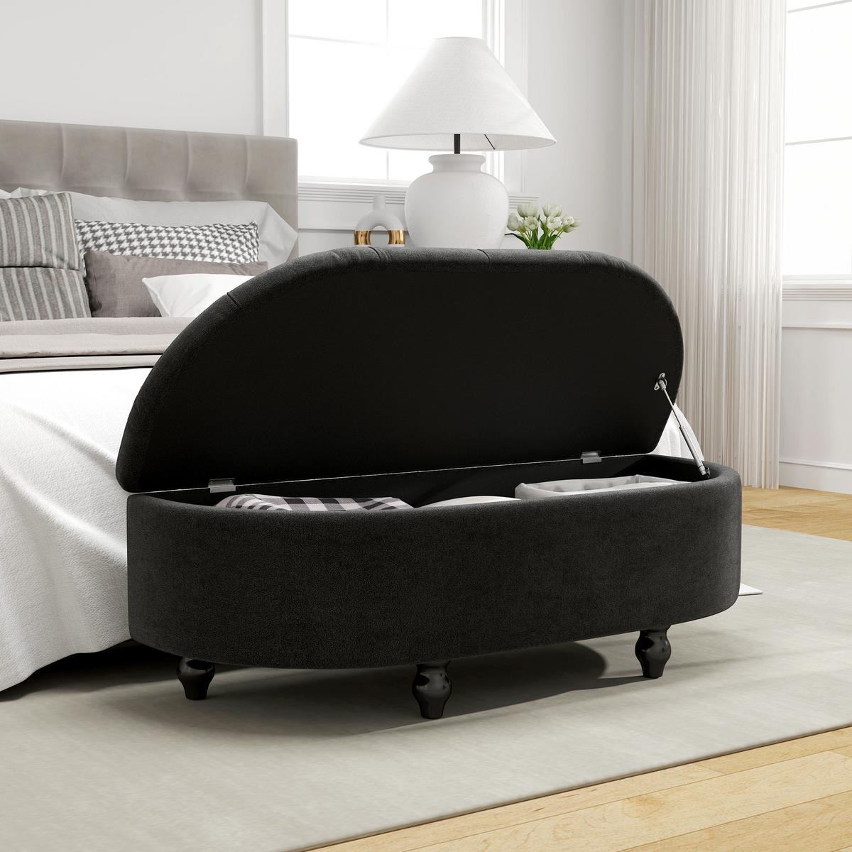 TRUHENBANK Velvet-Touch Dunkelgrau - Dunkelgrau/Schwarz, Holz/Kunststoff (46/42/120cm) - HOMCOM