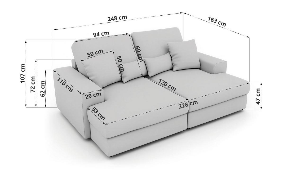 4-SITZER SOFA ANERA - Dunkelgrau Velvet - Dunkelgrau/Schwarz, Kunststoff/Textil (248/107/163cm) - MKS