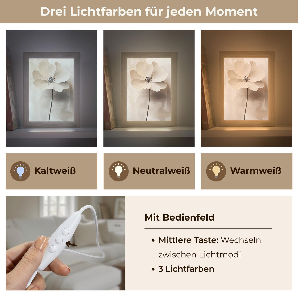 TISCHLEUCHTE Blume - Beige - Farbe - Schatten 15x20 cm - Alteiche, Holzwerkstoff (8/15/20cm) - OnlyWow