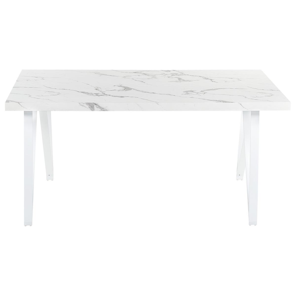 ESSTISCH 160/90/76 cm Weiß grau Rechteckig Grieger - Weiß, Holzwerkstoff (160/90/76cm) - Beliani