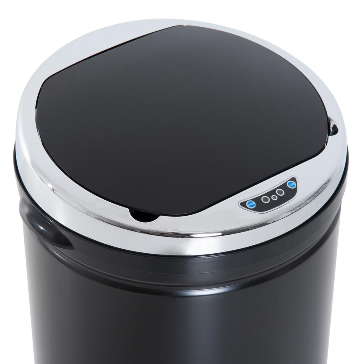 SENSOR-MÜLLEIMER 42L, Elektrisch Automatischer Abfalleimer mit Deckel, Rostfrei - Schwarz, Metall (30.5/68/30.5cm) - HOMCOM