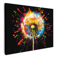 LEINWANDBILD Löwenzahn - Graffiti - Farbenfroh - Blumen - Natur Wandbild 40x30 cm - Multicolor, Textil (40/30cm) - MuchoWow