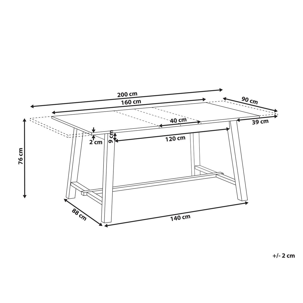 ESSTISCH ausziehbar Helle Esche 160-200/90 cm Barnes - Hellbraun, Holzwerkstoff (160/90/76cm) - Beliani