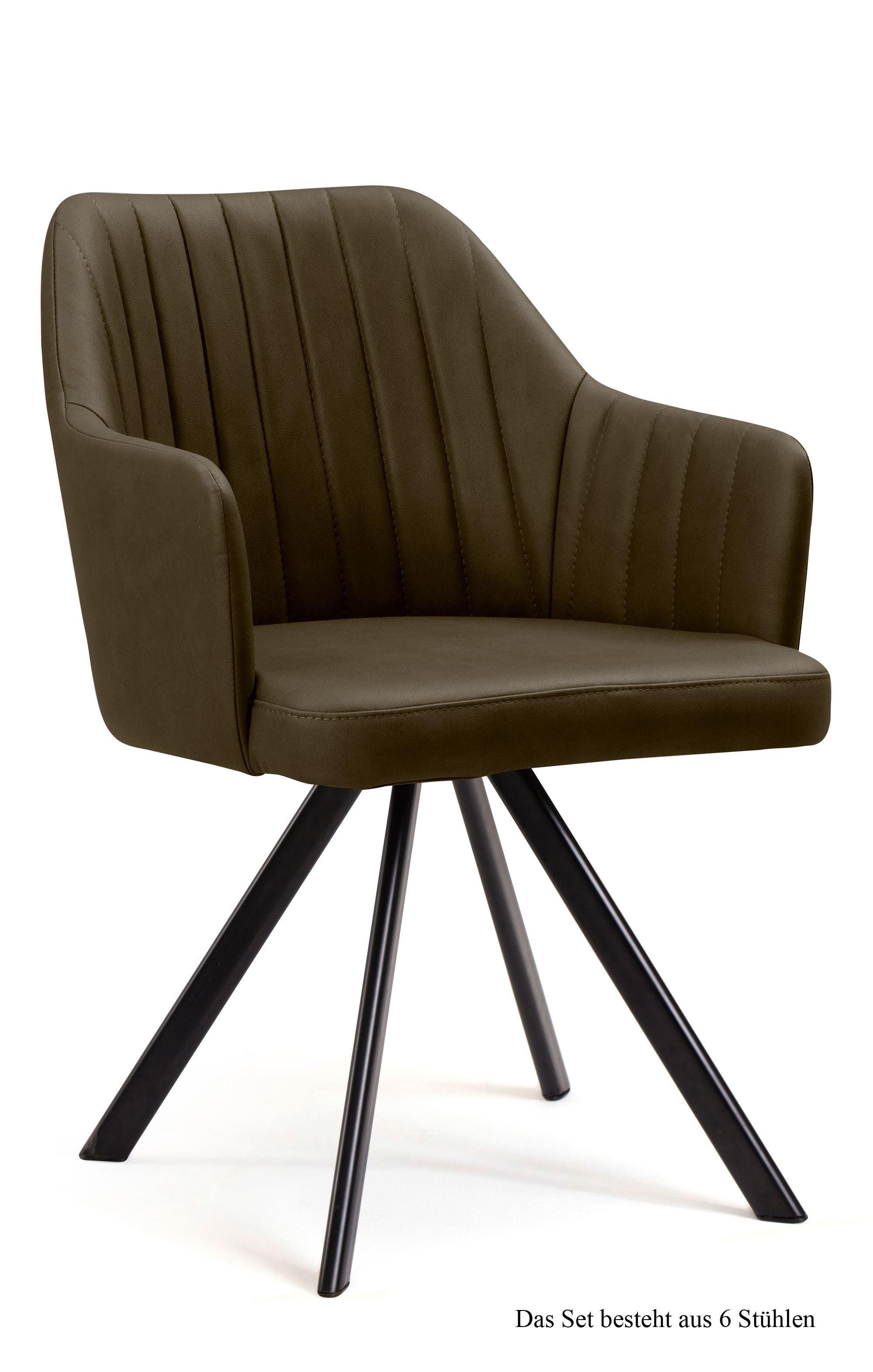 ARMLEHNSTUHL (6er-Set) Delia 58x81x60 Schwarz/Khaki - Dunkelgrün/Schwarz, Kunststoff (60/81/58cm) - 58aufmkessel