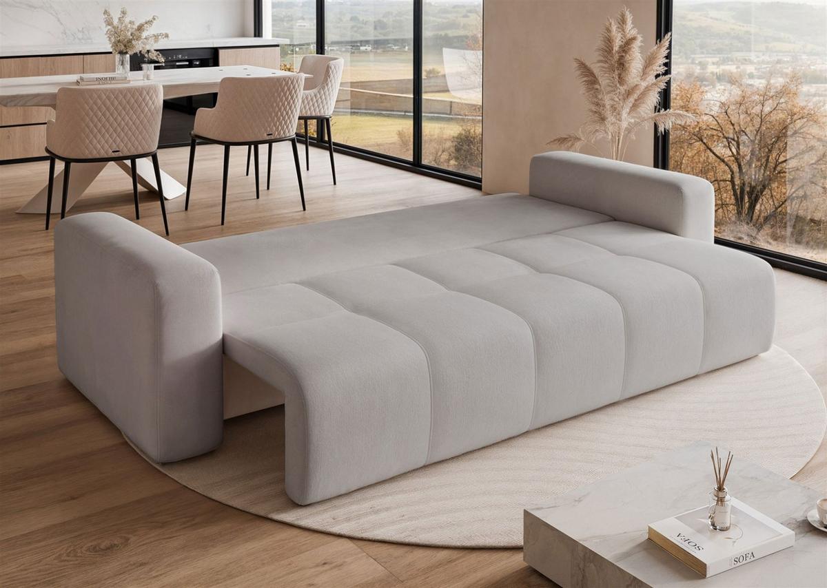 SCHLAFSOFA Leros - Hellgrau, Holzwerkstoff/Textil (244/79/93cm) - Fun Möbel