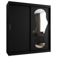 SCHIEBETÜRENSCHRANK mit Spiegel ULTRA 200/180/62 2-türig - Silberfarben/Schwarz, Holz (180/200/62cm) - MÖBEL KRYSPOL